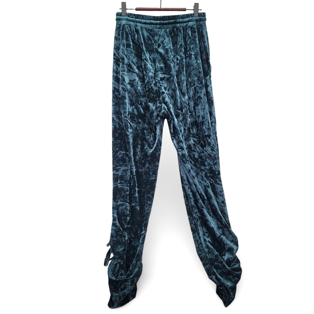 Romeo‎ Juliet Womens M Velvet Joggers Teal Ruched Hem Lounge Chic NWT Soft Cozy